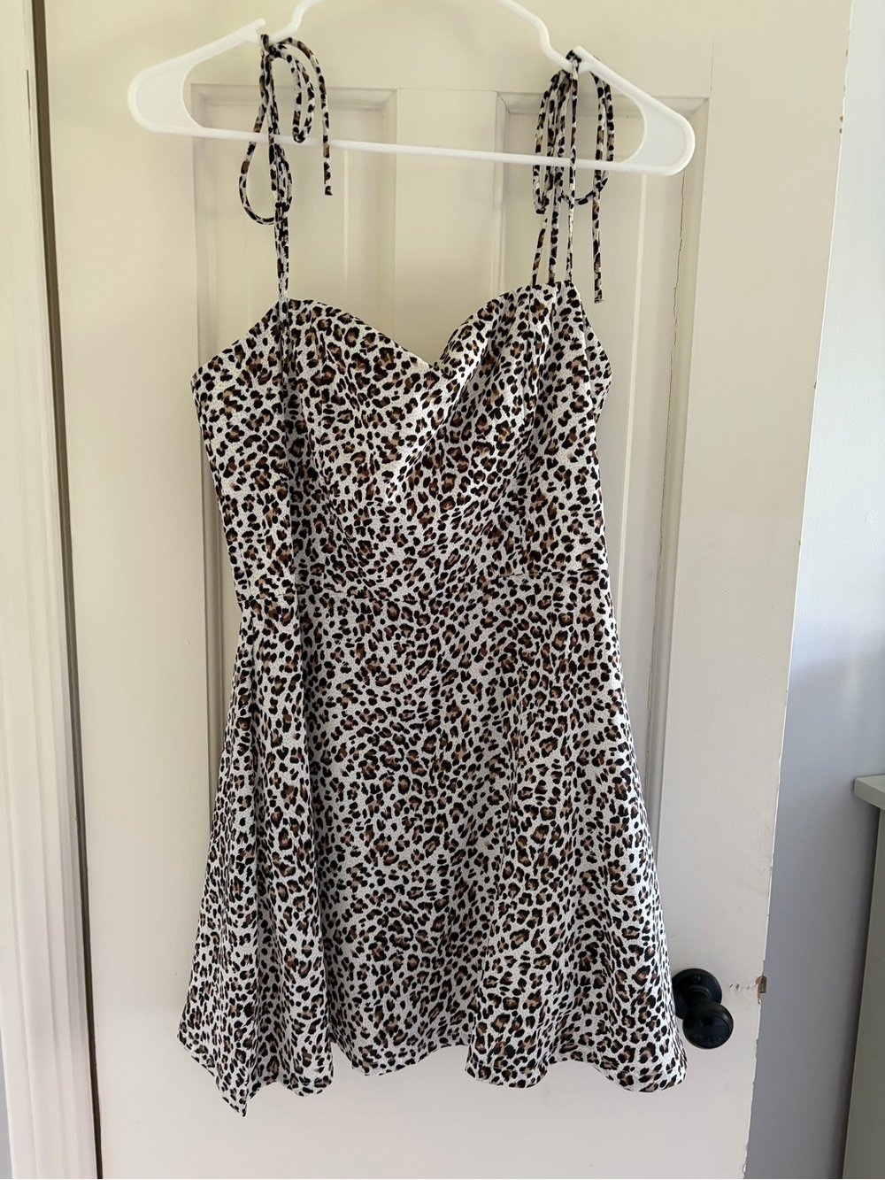 Princess Polly Leopard Print Tie-Strap Sundress - White, Brown, Black